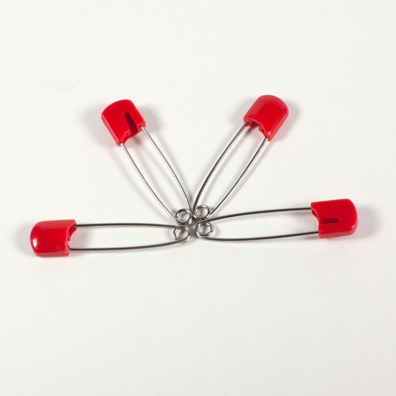 OsoCozy Cloth Diaper Nappy Pins 100 Packs - 100 Stainless Steel Safety Pins with Locking Plastic Heads. Durable, Safe and Cute 2.2 Inches Long (Red) - Image 4